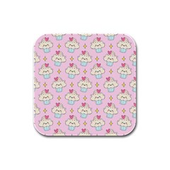 Kawaii Cupcake  Rubber Square Coaster (4 Pack)  by lisamaisak