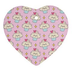 Kawaii Cupcake  Heart Ornament (two Sides)