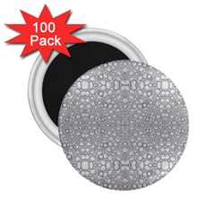 Modern Ornate Geometric Silver Pattern 2 25  Magnets (100 Pack) 