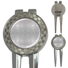 Modern Ornate Geometric Silver Pattern 3-in-1 Golf Divots