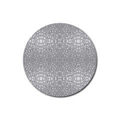 Modern Ornate Geometric Silver Pattern Rubber Round Coaster (4 Pack) 