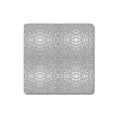 Modern Ornate Geometric Silver Pattern Square Magnet by dflcprintsclothing