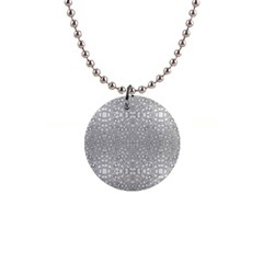 Modern Ornate Geometric Silver Pattern 1  Button Necklace by dflcprintsclothing