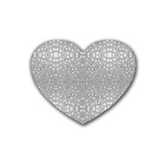 Modern Ornate Geometric Silver Pattern Rubber Coaster (heart) 