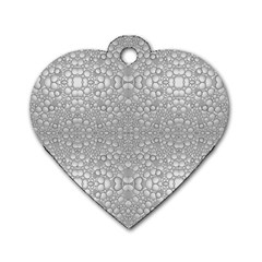 Modern Ornate Geometric Silver Pattern Dog Tag Heart (one Side)