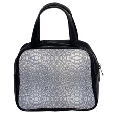 Modern Ornate Geometric Silver Pattern Classic Handbag (two Sides)