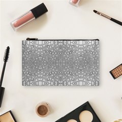 Modern Ornate Geometric Silver Pattern Cosmetic Bag (small) by dflcprintsclothing