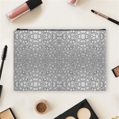 Modern Ornate Geometric Silver Pattern Cosmetic Bag (large) by dflcprintsclothing