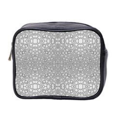 Modern Ornate Geometric Silver Pattern Mini Toiletries Bag (two Sides) by dflcprintsclothing