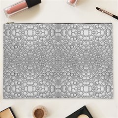 Modern Ornate Geometric Silver Pattern Cosmetic Bag (xxl) by dflcprintsclothing