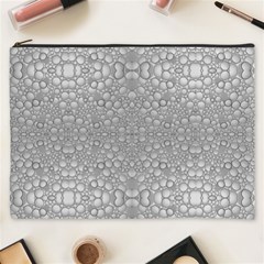 Modern Ornate Geometric Silver Pattern Cosmetic Bag (xxxl) by dflcprintsclothing