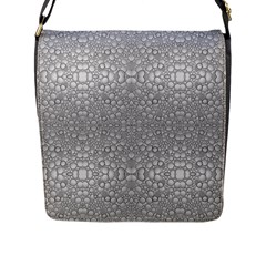 Modern Ornate Geometric Silver Pattern Flap Closure Messenger Bag (l) by dflcprintsclothing