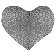 Modern Ornate Geometric Silver Pattern Large 19  Premium Flano Heart Shape Cushions by dflcprintsclothing