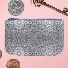 Modern Ornate Geometric Silver Pattern Large Coin Purse by dflcprintsclothing