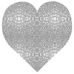 Modern Ornate Geometric Silver Pattern Wooden Puzzle Heart by dflcprintsclothing