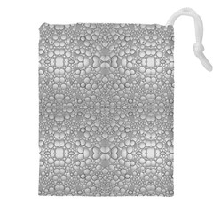 Modern Ornate Geometric Silver Pattern Drawstring Pouch (5xl) by dflcprintsclothing