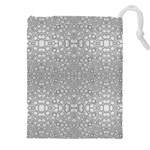 Modern Ornate Geometric Silver Pattern Drawstring Pouch (5XL) Front