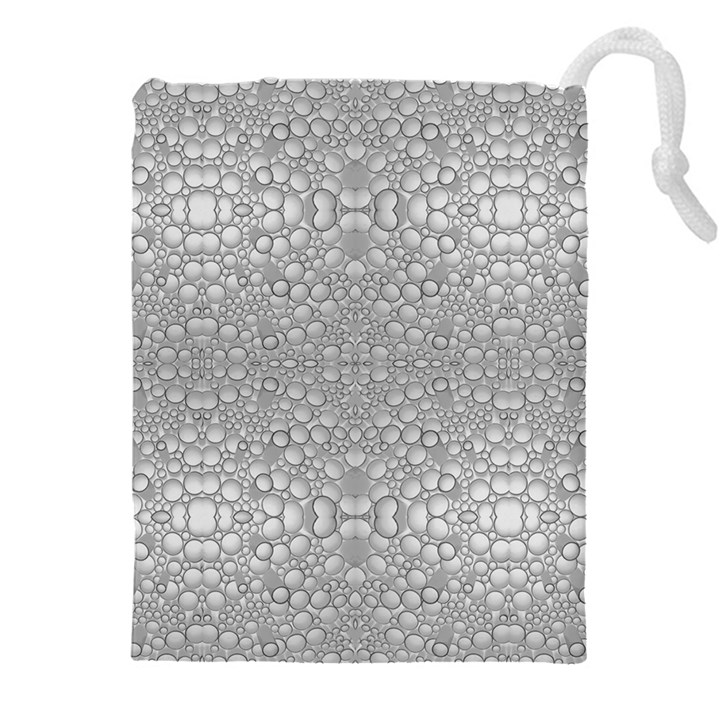 Modern Ornate Geometric Silver Pattern Drawstring Pouch (5XL)