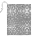 Modern Ornate Geometric Silver Pattern Drawstring Pouch (5XL) Back