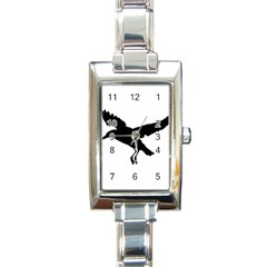 Seagull Flying Silhouette Drawing 2 Rectangle Italian Charm Watch by dflcprintsclothing