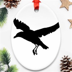 Seagull Flying Silhouette Drawing 2 Ornament (oval) by dflcprintsclothing