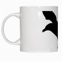 Seagull Flying Silhouette Drawing 2 White Mugs