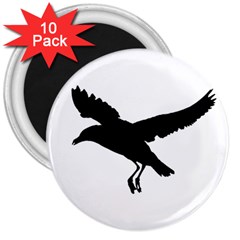 Seagull Flying Silhouette Drawing 2 3  Magnets (10 Pack)  by dflcprintsclothing