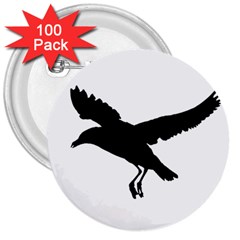 Seagull Flying Silhouette Drawing 2 3  Buttons (100 Pack)  by dflcprintsclothing