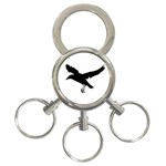 Seagull Flying Silhouette Drawing 2 3-Ring Key Chain Front