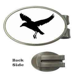 Seagull Flying Silhouette Drawing 2 Money Clips (oval) 