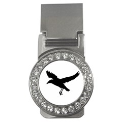 Seagull Flying Silhouette Drawing 2 Money Clips (cz) 