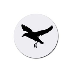 Seagull Flying Silhouette Drawing 2 Rubber Coaster (round)  by dflcprintsclothing