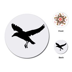 Seagull Flying Silhouette Drawing 2 Playing Cards Single Design (round)