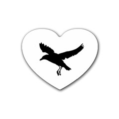 Seagull Flying Silhouette Drawing 2 Rubber Coaster (heart)  by dflcprintsclothing