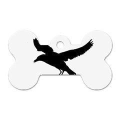 Seagull Flying Silhouette Drawing 2 Dog Tag Bone (one Side) by dflcprintsclothing