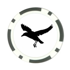 Seagull Flying Silhouette Drawing 2 Poker Chip Card Guard