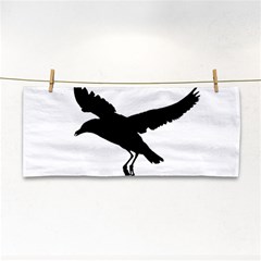 Seagull Flying Silhouette Drawing 2 Hand Towel