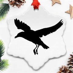 Seagull Flying Silhouette Drawing 2 Snowflake Ornament (two Sides) by dflcprintsclothing