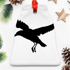 Seagull Flying Silhouette Drawing 2 Bell Ornament (two Sides) by dflcprintsclothing