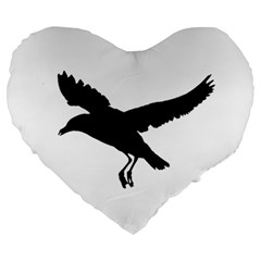 Seagull Flying Silhouette Drawing 2 Large 19  Premium Heart Shape Cushions by dflcprintsclothing