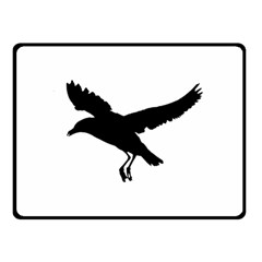 Seagull Flying Silhouette Drawing 2 Double Sided Fleece Blanket (small)  by dflcprintsclothing