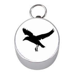 Seagull Flying Silhouette Drawing 2 Mini Silver Compasses by dflcprintsclothing