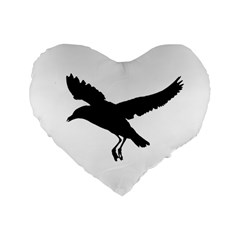 Seagull Flying Silhouette Drawing 2 Standard 16  Premium Flano Heart Shape Cushions by dflcprintsclothing