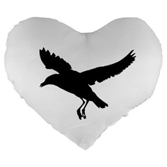 Seagull Flying Silhouette Drawing 2 Large 19  Premium Flano Heart Shape Cushions by dflcprintsclothing