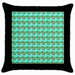 Flowers Pattern Throw Pillow Case (black) by Sparkle