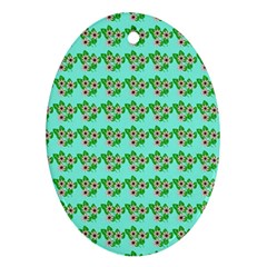 Flowers Pattern Oval Ornament (two Sides)