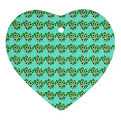 Flowers Pattern Heart Ornament (two Sides)