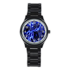 Lines Flash Light Mystical Fantasy Stainless Steel Round Watch by Dutashop