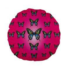 Butterfly Standard 15  Premium Flano Round Cushions