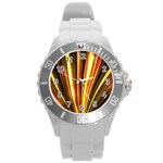 Energy Flash Futuristic Glitter Round Plastic Sport Watch (L) Front